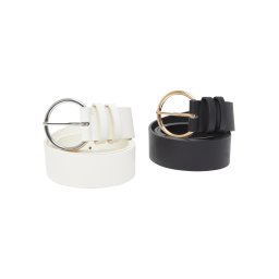 Basic PU Belt 2-Pack Cream + Black