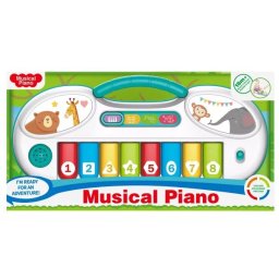Pianină pentru copii cu 8 clape, sunete și efecte luminoase.