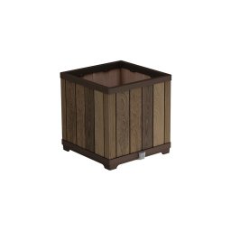 Cutie decorativă pătrată pentru flori din plastic, 61 L, nuc