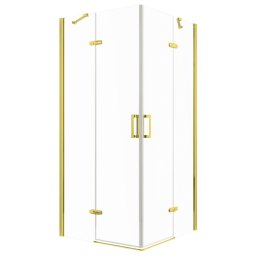 Cabină de duș pătrată Flow Gold cu ușă batantă 90 cm
