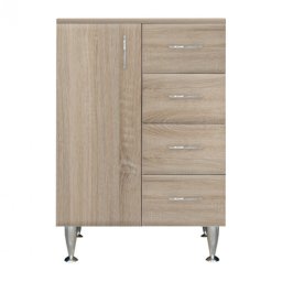 Dulap jos Bianca Plus 60 cu 1 ușă, 4 sertare, culoare stejar sonoma, stânga