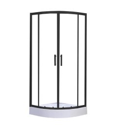 Cabină de duș curbată Spirit Clear 80x80x194 cm cu cădiță de duș din acril armat, neagră