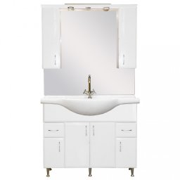 Mobilier complet de baie Bianca Plus 105, alb lucios