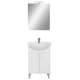 Set complet de mobilier pentru baie Bianca Prime 55, în culoarea alb strălucitor