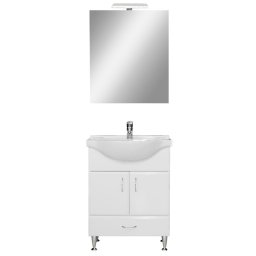 Set complet de mobilier pentru baie Bianca Prime 65, în culoarea albă lucioasă