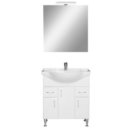 Set complet de mobilier pentru baie Bianca Prime 75, în culoarea alb strălucitor