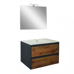 Mobilier complet de baie Porto Prime 80 în culoarea stejarului rustic antracit