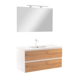 Mobilier complet de baie Vario Forte 100, stejar alb