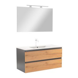 Mobilier complet de baie Vario Forte 100 antracit-stejar
