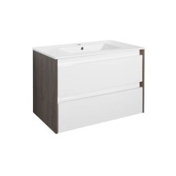 Dulap inferior Porto 80 cu lavoar rauna alb-ulm