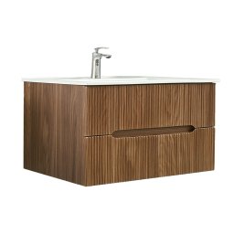 Mască de baie Trent 100 cu chiuvetă ceramică, 2 sertare, stejar apus de soare