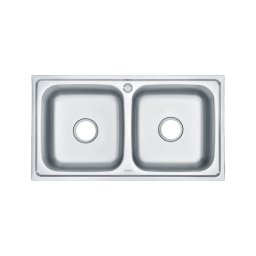 Chiuvetă pătrată Nago din oțel inoxidabil cu două cuve