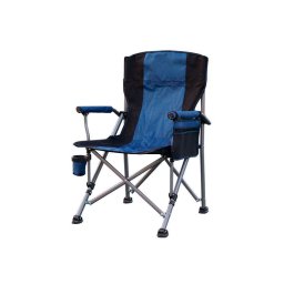 Leziter Scaun de pescuit Comfort cu braț și suport pentru pahare albastru