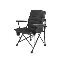 Leziter XL scaun de pescuit cu braț și suport pentru pahare negru
