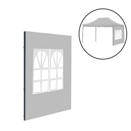 Foișor de grădină cu fereastră perete lateral prelată 3x4 m gri