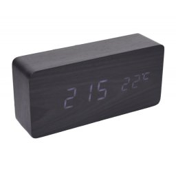 Ceas 1299 Lemn Negru si Led Alb, 15x7x4cm
