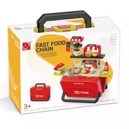 Set de joacă fast-food în valiză, 55 de piese