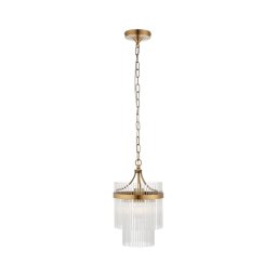Endon 112572 - Candelabru suspendat pe lanț MARIETTA 1xE27/10W/230V, alamă/sticlă clară