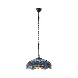 Endon 64080 - Candelabru pe lanț Tiffany DRAGONFLY, 3x E27, max. 60 W, 230 V, Ø 41 cm