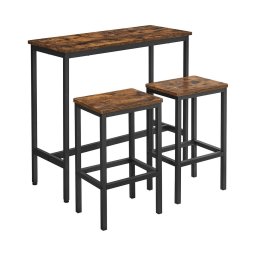 Set masă de bar + 2 scaune de bar BARTIS, maro/negru