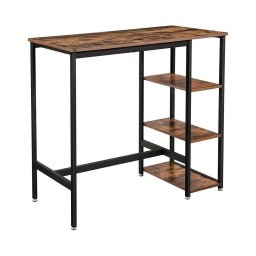 Masă de bar BARTIS cu rafturi, maro/negru