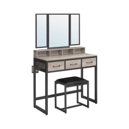 Set masă de toaletă cu taburet FLORA, 28,6 x 42 cm, gri/negru