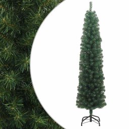 Pom de Craciun artificial subtire cu suport verde 240 cm PVC GartenMobel Dekor