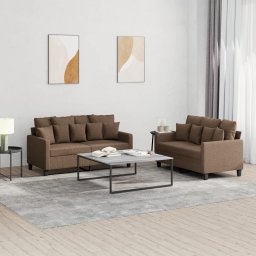 Set de canapele cu perne, 2 piese, maro, textil GartenMobel Dekor
