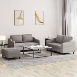 Set de canapea cu perne, 3 piese, gri taupe, material textil GartenMobel Dekor