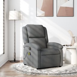 Fotoliu reclinabil cu masaj, gri închis, material textil GartenMobel Dekor