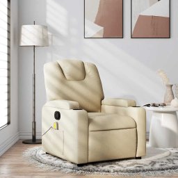 Fotoliu reclinabil cu masaj, material textil crem GartenMobel Dekor