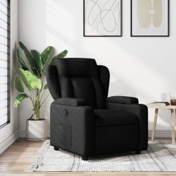 Fotoliu rabatabil din material textil negru GartenMobel Dekor