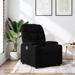 Fotoliu rabatabil din material textil negru GartenMobel Dekor