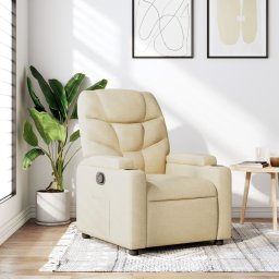 Fotoliu rabatabil, material textil crem GartenMobel Dekor