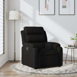 Fotoliu rabatabil din material textil negru GartenMobel Dekor