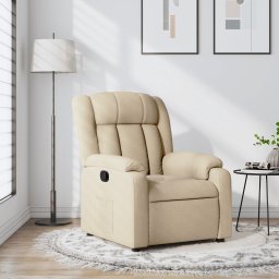 Fotoliu rabatabil, material textil crem GartenMobel Dekor