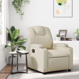 Fotoliu rabatabil din piele ecologica crem GartenMobel Dekor