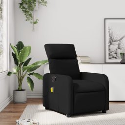 Fotoliu reclinabil cu masaj, piele ecologica neagra GartenMobel Dekor