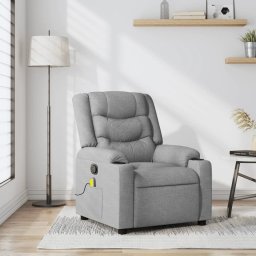 Fotoliu reclinabil cu masaj, gri deschis, material textil GartenMobel Dekor