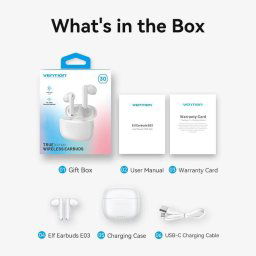Casca Vention, wireless, tip butoni, utilizare smartphone, Bluetooth 5.3, microfon pe casca, USB Type-C, acumulator charging case 300mAh, durata baterie pana la 30 ore, mov