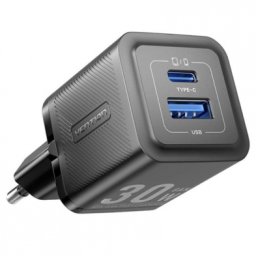 INCARCATOR retea Vention 30W, 1 x USB Type-C, 1 x USB, 5V/3A, PD 3.0, QC 3.0, QC 4.0, negru