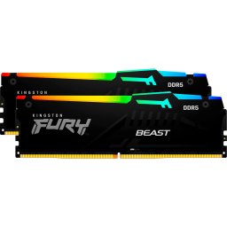 Kit dual Memorie RAM Kingston FURY Beast RGB, Capacitate 64GB DDR5 (2x32 GB), Frecventa 6400 MHz, CL 32, Negru