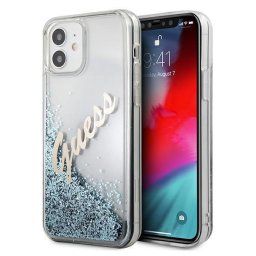 Husa Guess GUHCP12SGLVSBL iPhone 12 mini 5.4" blue/blue hardcase Glitter Vintage Script
