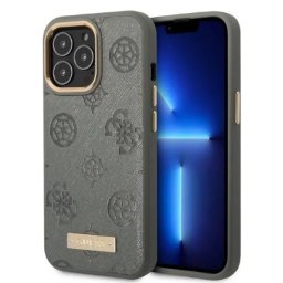 Husa Guess GUHMP13LSAPSTG iPhone 13 Pro / 13 6.1" grey/grey hardcase Peony Logo Plate MagSafe