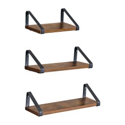 Set de 3 rafturi de perete SHELFY SHELFY maro/negru