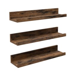 Set de 3 rafturi de perete SHELFY 38x5x10 cm, maro