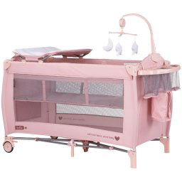 Patut pliabil cu saltea si carusel muzical Chipolino Bella Pink Marshmallow
