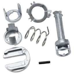 Kit reparatie incuietoare yala usa auto Techstar compatibil BMW Seria 3 E46 1998-2005, fata stanga sau dreapta, 7 piese, metal argintiu, Echiv OE 51218244049