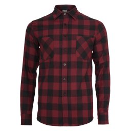 Plaid flannel shirt blk/burgundy