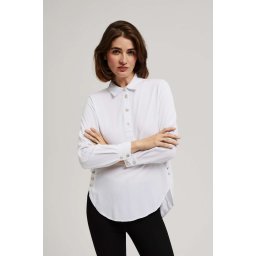 Marisse White Shirt With Decorative Buttons On The Neckline And Sleeves